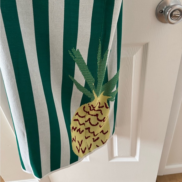 STAUD Bermuda Green White Striped Compact-Knit Dress Size L - Picture 8 of 15